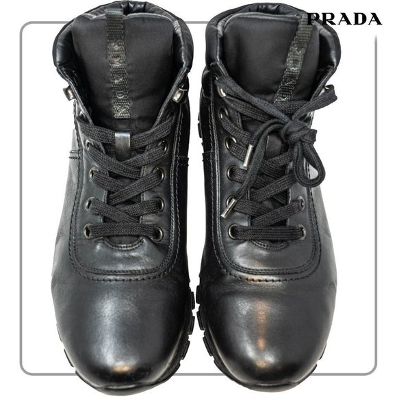 Prada Men's Leather High Top Sneaker Boots (size 11 US) - Picture 2 of 14